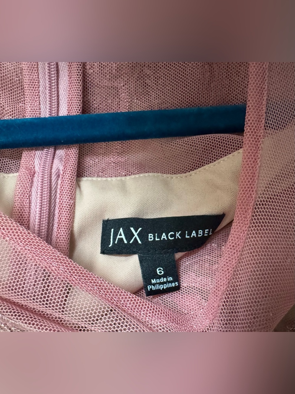 JAX Black Label Coral Pink Embroidered Lace Mesh Sheath Dress | Size 6 - Picture 5 of 6